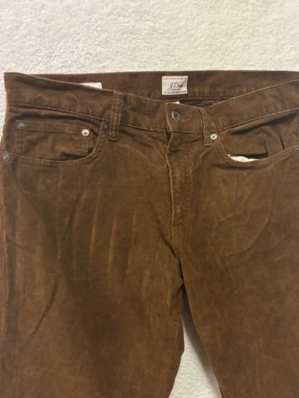 J. Crew 484 Slim Fit Corduroy Pants Mens Size 33x32 Brown Fine Cords Trousers